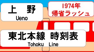 【国鉄時刻表】1974年12月上野駅東北本線 JAPAN UENO station TOHOKU LINE time table 1974 [upl. by Iorgos]