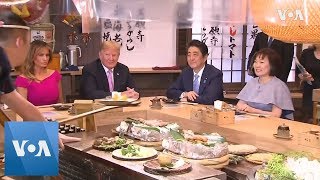 US President Trump and Japans PM Abe Sit Down for Traditional Japanese Dinner  VOANews [upl. by Imak]