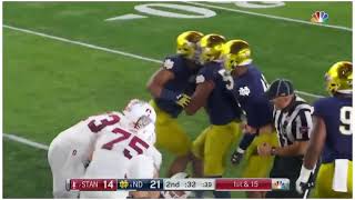 Jerry Tillery bullies his way into backfield for sack against Stanford 2018 [upl. by Salita]