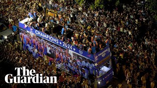 Indias T20 Cricket World Cup win thousands of fans pack Mumbais streets to celebrate [upl. by Pacien]