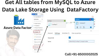 Azure lookup activity get multiple tables from Mysql to ADLS [upl. by Lanfri476]