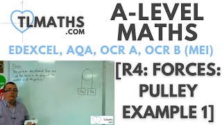 ALevel Maths R406 Forces Pulley Example 1 [upl. by Marchelle]