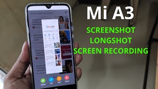 Mi A3  How to take screenshot longshot and record screen [upl. by Lytsirk]