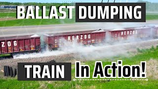 Ballast Dumping Train in Action Herzog GPS with lots of dust [upl. by Nicholas]