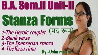 Stanza forms in English Poetry  Types of Stanza Forms ByUsha Maam [upl. by Beulah]