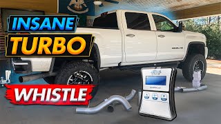 Installing 5quot Exhaust and Tune on GMC Duramax 2500  Insane Turbo Whistle [upl. by Ahsenwahs241]