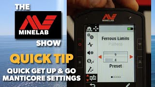 Quick Start Minelab Manticore Metal Detector Settings [upl. by Traci]