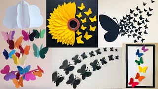 5 EASY DIY Room Decor With Paper Butterflies  How To Make Paper Butterfly Wall Art [upl. by Rekrap]