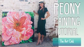 Peony Oil Painting Tutorial  By Artist Andrea Kirk  The Art Chik [upl. by Fidelas245]