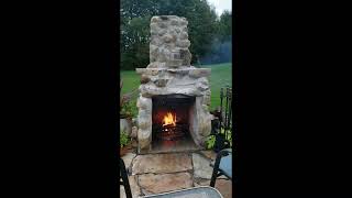 Rustic Fieldstone Fireplace In Action [upl. by Ralat92]