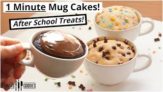 1 Minute Microwave Mug Cake Recipes  3 Back To School Treats [upl. by Eisle]