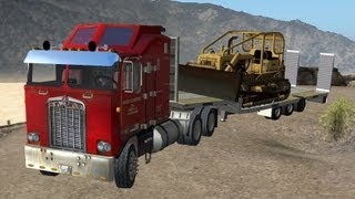 Rigs of Rods  Kenworth K100 Transporting a Dozer on a Trailer [upl. by Esilanna501]