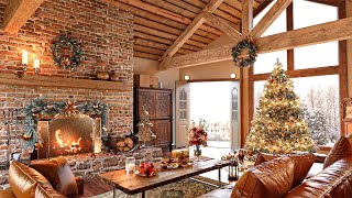 Peaceful and Relaxing Christmas Space Warmed by Christmas Jazz Music and Warm Fireplace [upl. by Selle]