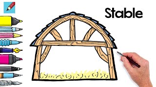 How to Draw the Nativity Stable Real Easy  Easy Step by Step  Spoken Instructions [upl. by Tlihcox79]