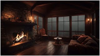 Cozy Winter Ambience┇Heavy Blizzard amp Howling Wind Sounds for Sleeping┇Crackling Fireplace Sounds [upl. by Laamak]