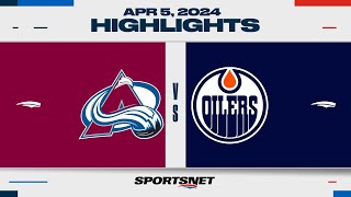 NHL Highlights  Avalanche vs Oilers  April 5 2024 [upl. by Shear]