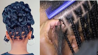 DIY knotless braids tutorial with curly endsShort Natual hairstyle [upl. by Nosyarg688]