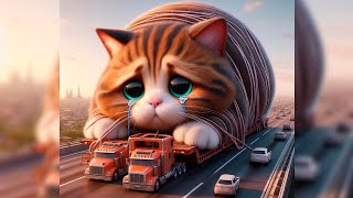 😿CUTE CAT BECOMES A GIANT😭cat funny cute sad kitten cats giant cat [upl. by Sperling]