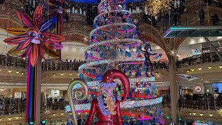 Vitrine et sapin de Noël aux Galeries Lafayette et printemps 2023 paris 4k [upl. by Ardnael142]