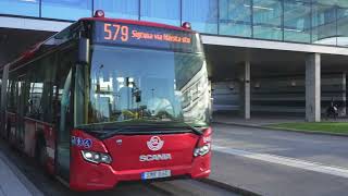 Sweden Stockholm bus 579 ride from Arlanda Airport to Märsta Train Station [upl. by Ahsercal]