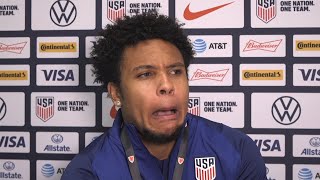 USA amp Juventus Star Weston McKennie Stubs His Toe During Mix Zone 😂 [upl. by Petie]