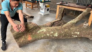 Building a Spectacular and Imposing Table from a Giant and Regal Tree Trunk A Woodworking Feat [upl. by Sam]