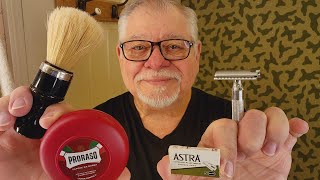 Alexs Shave  Merkur 34CProraso Sandelwood Red Shave Soap Astra Blade [upl. by Eciuqram]