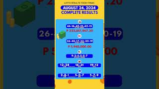 Lotto Result Today August 24 2024 2PM 5PM 9PM COMPLETE LOTTO RESULTS  pcsolotto lottoresults [upl. by Alejandro845]