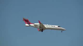 Private Bombardier Learjet 45 OODOC Landing Malaga LEMG [upl. by Rheinlander]