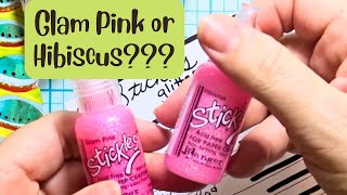 🩷Comparing Glam Pink and Hibiscus Stickles Glitter Glue by Ranger🩷stickles glitter glue swatches [upl. by Patt638]