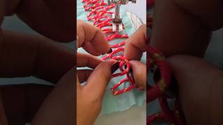 New Sewing Tips And Tricks For Sleeves Pattren Using Readymade Red String With Asmr Sounds Shorts [upl. by Nosmoht]