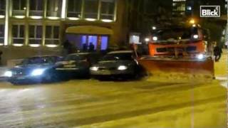 Snow plough skids into row of parked cars [upl. by Hyman874]