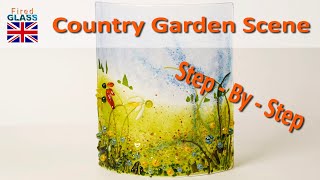 Creating a cottage garden scene in fused glass  in depth step by step [upl. by Neibaf661]