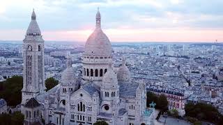 Aerial Sacre Coeur Basilica 4K Tour  Sunrise Montmartre Paris Drone View  Incredible France [upl. by Quintilla]