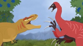 Dinosaurs cartoons battles Tarbosaurus vs Therizinosaurus  DinoMania [upl. by Hailey150]