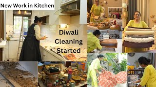 दिवाली की सफाई शुरू किचन में नया काम Diwali Cleaning amp Kitchen  Festival Prep  Cleaning Items [upl. by Soisatsana794]