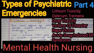 Notes Of Types Of Psychiatric Emergencies in Hindi in Mental Health Nursing Part 4 [upl. by Anyaj871]