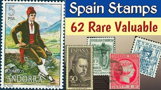 Most Expensive Stamps Of Spain  62 Rare Valuable Spanish Stamp Collection  Timbre Espagne [upl. by Aleka]