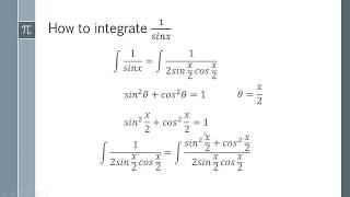 How to integrate 1sinx [upl. by Galloway]