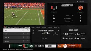 EliteCollege football 25 szn 2 1Miami hurricanes  15 Clemson Miami online DYNASTY [upl. by Arretnahs]