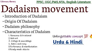 Dadaism Movement   Characteristics  Dadaism Movement In Urdu amp Hindidadaism [upl. by Osswald]