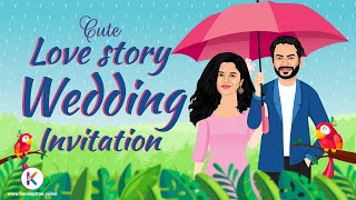 Caricature Wedding Invitation Video with Story  Indian Wedding Video Invite  ShubhVivaah [upl. by Orme]