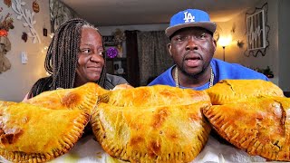 MY WIFE MADE Deddys Kitchen JAMAICAN BEEF PATTIES RECIPE WAXING with D O N I S H A  MUKBANG [upl. by Auqinahc]