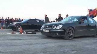 M5 E60 VS E55 W211 Drag Race 402m [upl. by Brandice112]