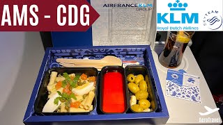 KLM BUSINESS CLASS  AMSTERDAM  PARIS  BOEING 737800  TRIPREPORT  UNDERWHELMING FOOD  4K 60FPS [upl. by Court]