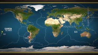 Animation of where the largest earthquakes of the past 100 years have struck [upl. by Oigroeg]