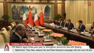 Italian PM Meloni hails China as crucial player in managing global tensions [upl. by Ahsekam67]