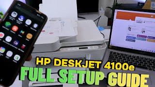 HP Deskjet 4120e 4100e Series Unboxing Install Ink cartridge WIFI Setup Print Load Paper Review [upl. by Abehsat]