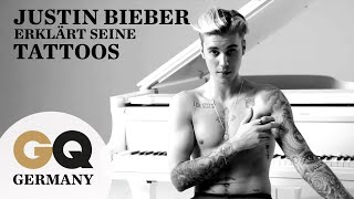 Justin Bieber erklärt seine Tattoos  GQ behind the scenes  interview  tattoo  love yourself [upl. by Aiz]