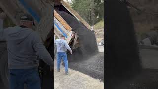 Spreading crashed asphalt over the dirt road popular construction road truck short топ ￼ [upl. by Yelha]